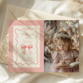 Coquette Roze Waterverf Boog 1e Verjaardag Bedankkaart