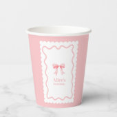 Coquette Roze Waterverf Boog 1e Verjaardag Papieren Bekers (Achterkant)