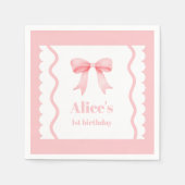Coquette Roze Waterverf Boog 1e Verjaardag Servet (Voorkant)
