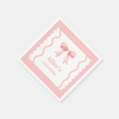 Coquette Roze Waterverf Boog 1e Verjaardag Servet (Hoek)