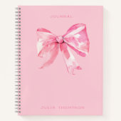 Coquette Roze Waterverf Bow Girly Journal Notitieboek (Voorkant)