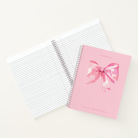Coquette Roze Waterverf Bow Girly Journal Notitieboek (Binnen)
