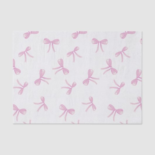 Coquette Roze waterverf Bow op canvas textuur Tissuepapier (Voorkant)