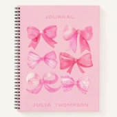 Coquette Roze Waterverf Trendy Bow Girly Journal Notitieboek (Voorkant)