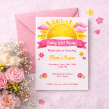 Coquette Roze Waterverf Wolk Meisje Baby Shower