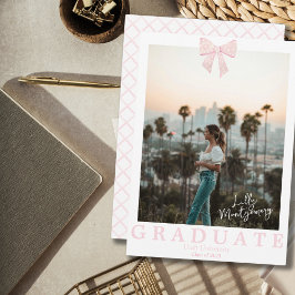 Coquette Roze Witte Strik Afstudeeruitnodiging Kaart