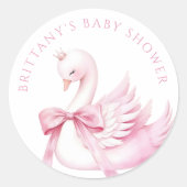 Coquette Roze Zwaan Princess Baby shower Stickers (Voorkant)