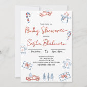 Coquette Rustiek Rood & Blauw Kerst Baby shower Kaart (Voorkant)