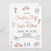 Coquette Rustiek Rood & Blauw Kerstfeest Kaart (Voorkant / Achterkant)