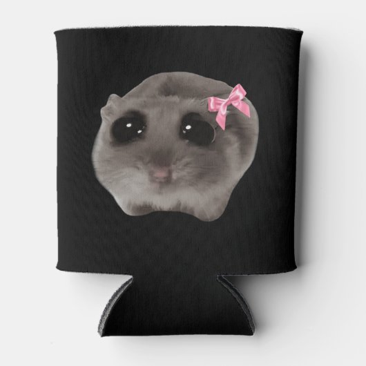 Coquette Sad Hamster Meme Dubbelzijdig Zwart Blikjeskoeler (Voorkant)