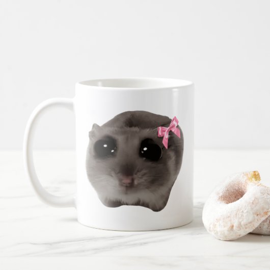 Coquette Sad Hamster Meme Mok Dubbelzijdig (Met donut)
