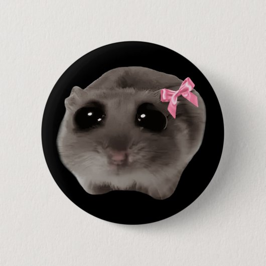 Coquette Sad Hamster Meme Pin Button (Voorkant)