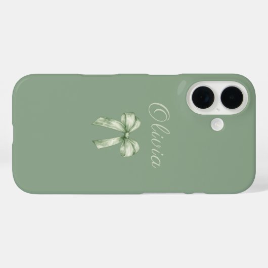 Coquette Sage Green Bow Initial Case-Mate iPhone Case (Achterkant (horizontaal))