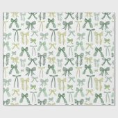 Coquette Sage Green Bows Cadeaupapier (Vlak)