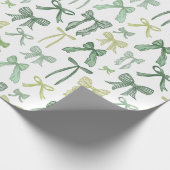 Coquette Sage Green Bows Cadeaupapier (Hoek)