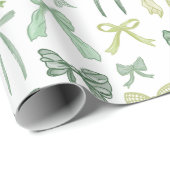 Coquette Sage Green Bows Cadeaupapier (Rol Hoek)