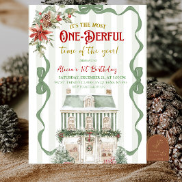 Coquette Sage Green Christmas Sweet First Birthday Kaart