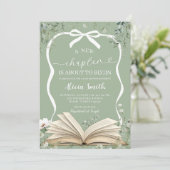 coquette sage greenery storybook baby shower kaart (Staand voorkant)