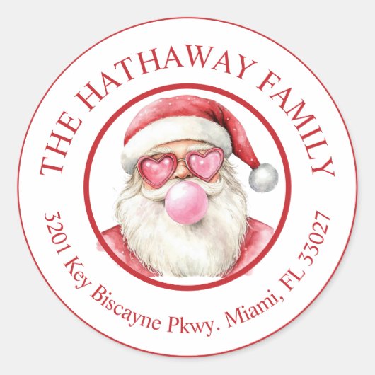  Coquette Santa Adreslabel Ronde Sticker (Voorkant)