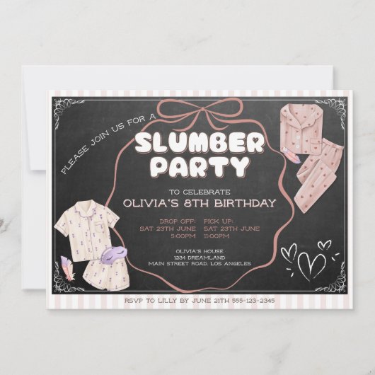 Coquette schattig sluimer verjaardagsfeestje kaart (Voorkant)