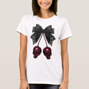 Coquette Schedel Boog Gothische Kers T-shirt