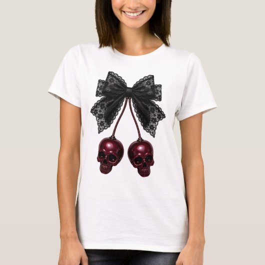 Coquette Schedel Boog Gothische Kers T-shirt (Voorkant)