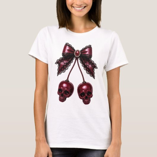 Coquette Schedel Boog Gothische Kers T-shirt (Voorkant)