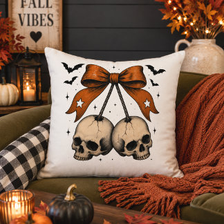Coquette Schedelboog Halloween Illustratie Kussen