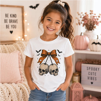 Coquette Schedelboog Halloween Illustratie T-shirt
