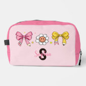 Coquette Schoolmeisje Roze Strik Naam Lunchbox Toilettasje (Voorkant)