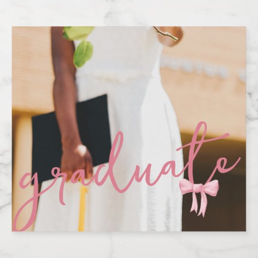 Coquette Script Foto Afstudeerflessenlabel Sparkling Wijnetiket (Enkel label)