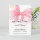 Coquette Script Roze Strik Meisje Baby Borrel Kaart (Staand voorkant)