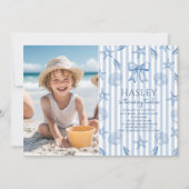 Coquette Seashells Coastal Birthday Foto Kaart (Voorkant)