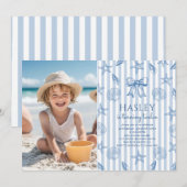 Coquette Seashells Coastal Birthday Foto Kaart (Voorkant / Achterkant)