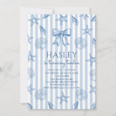 Coquette Seashells Coastal Birthday Invitation Kaart (Voorkant)