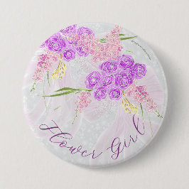 Coquette Sheer Roze lint Boeket FG Ronde Button 7,6 Cm