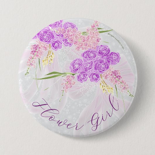 Coquette Sheer Roze lint Boeket FG Ronde Button 7,6 Cm (Voorkant)