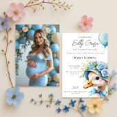 Coquette Silly Goose Blue Bow Boy Baby Shower Kaart