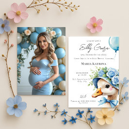 Coquette Silly Goose Blue Bow Boy Baby Shower Kaart