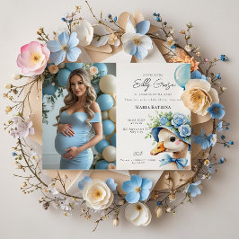 Coquette Silly Goose Blue Bow Boy Baby Shower Kaart