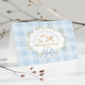 Coquette Silly Goose Blue Gingham Baby Shower Bedankkaart
