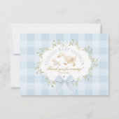 Coquette Silly Goose Blue Gingham Baby Shower Bedankkaart (Voorkant)