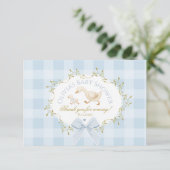 Coquette Silly Goose Blue Gingham Baby Shower Bedankkaart (Staand voorkant)