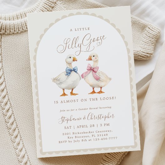Coquette Silly Goose Gender Reveal Invitation Kaart