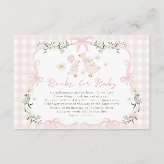 Coquette Silly Goose Pink Bow Books for Baby Girl Informatiekaartje (Voorkant)