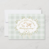 Coquette Silly Goose Sage Gingham Baby Shower Bedankkaart (Voorkant)