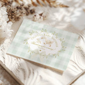 Coquette Silly Goose Sage Gingham Baby Shower Bedankkaart