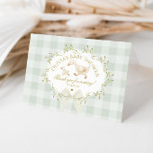 Coquette Silly Goose Sage Gingham Baby Shower Bedankkaart