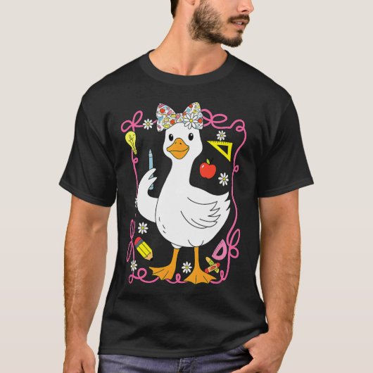Coquette Silly Goose Teacher Retro Preppy Back To  T-shirt (Voorkant)