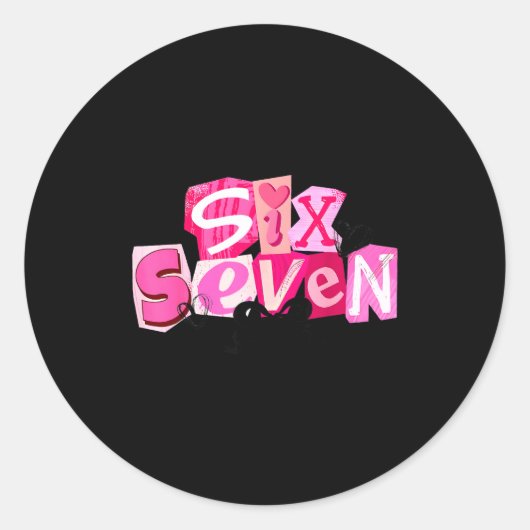 Coquette Six Seven Valentine Funny Saying 67 Meme  Ronde Sticker (Voorkant)